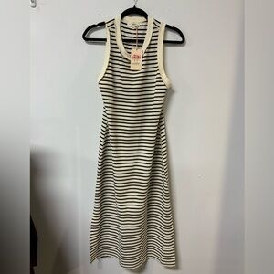Entro black and cream stripe dress